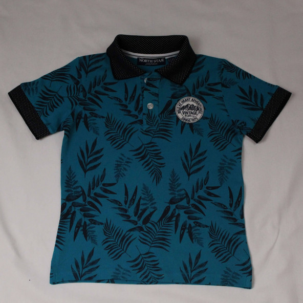 North Star Fashion Polo Yaka Baskılı Nakışlı Erkek Çocuk T-Shirt Petrol Yeşili - 2