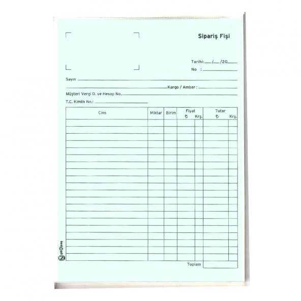 12 ADET OTOKOPYLİ SİPARİŞ FİŞİ 2 Nüsha Kendinden Kopyalı - 4