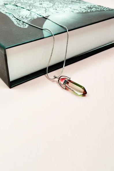 Anyolit 2 Doğal Taşı Zincirli El Yapımı Tasarımlı Kolye Uç: 3,5 cm Zincir: 20 cm Kutulu - Resim 3