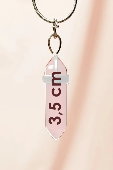 Pembe Akit Doğal Taşı Zincirli El Yapımı Tasarımlı Kolye Uç: 3,5 cm Zincir: 20 cm Kutulu - 2