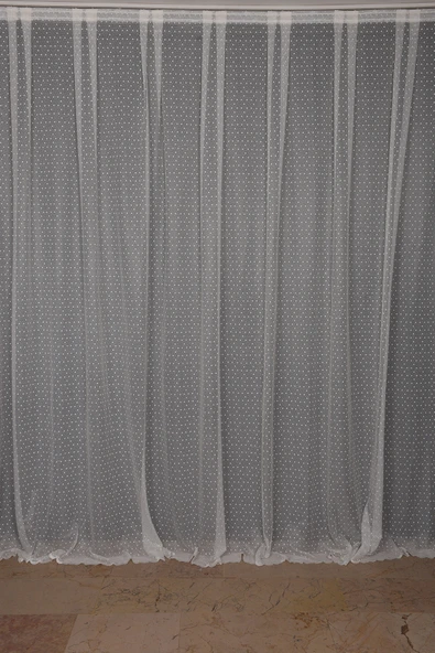 SEYREK NOKTALI MODEL KREM RENK TEK KANAT Hazır Pileli Fon Perde 300*260 - Resim 2