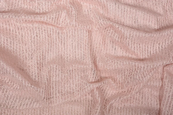 ÇİZGİLİ PUDRA RENK TEK KANAT Hazır dikilmiş Pileli Fon Perde 75*260 cm ürün görseli