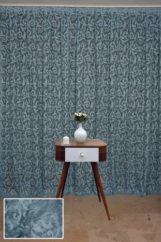 SULTAN 2 MODEL MAVİ  RENK TEK KANAT Hazır dikilmiş Pileli Fon Perde 300*260 cm - Resim 2