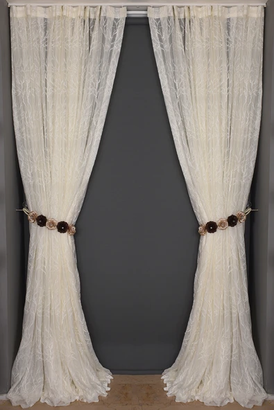 GRANİT MODEL KREM RENK TEK KANAT Dikilmiş Pileli Fon Perde 300*260 Cm - Resim 5