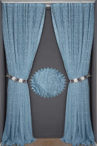 ÖRÜMCEK TÜL MAVİ RENK TEK KANAT Hazır dikilmiş Pileli Fon Perde 300*260 cm - Resim 8