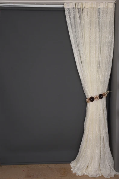 GRANİT MODEL KREM RENK TEK KANAT Dikilmiş Pileli Fon Perde 300*260 Cm - Resim 7