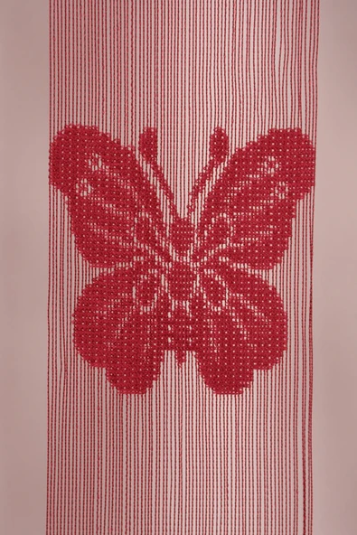 KELEBEK  MODEL BORDO RENK İP PERDE HAZIR DÜĞMELERİ DİKİLMİŞ İP PERDE 300*280 cm - Resim 3