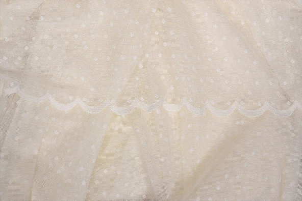 SEYREK NOKTALI MODEL KREM RENK TEK KANAT Hazır Pileli Fon Perde 300*260 - Resim 7