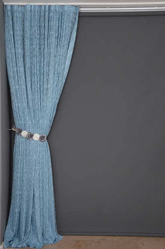ÖRÜMCEK TÜL MAVİ RENK TEK KANAT Hazır dikilmiş Pileli Fon Perde 300*260 cm - Resim 6