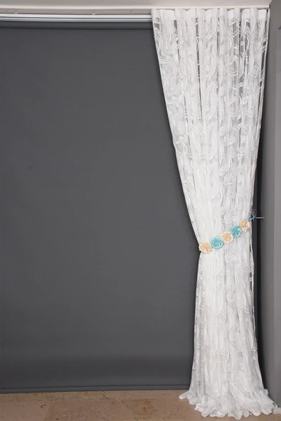 KILINÇ MODEL KIRIK BEYAZ RENK TEK KANAT Hazır Pileli Fon Perde 300*260 - Resim 4