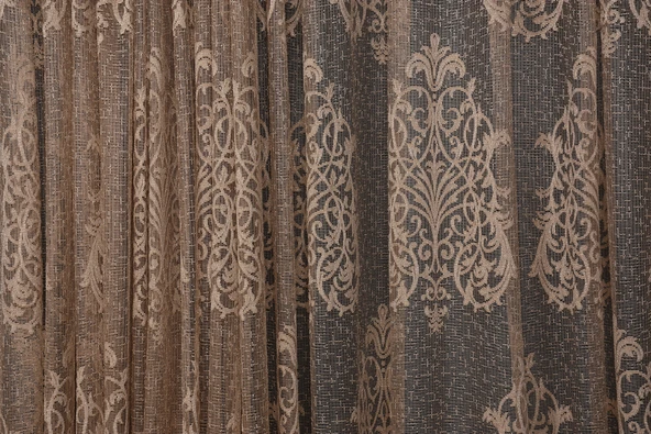 BÜYÜK DAMAKS VİZON RENK TEK KANAT Dikilmiş Pileli Fon Perde 300*260 Cm - Resim 3