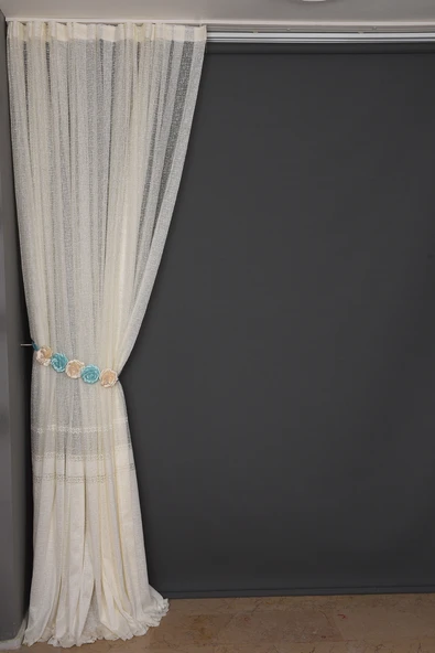 X MODEL KREM RENK TEK KANAT Dikilmiş Pileli Fon Perde 300*260 Cm - Resim 6