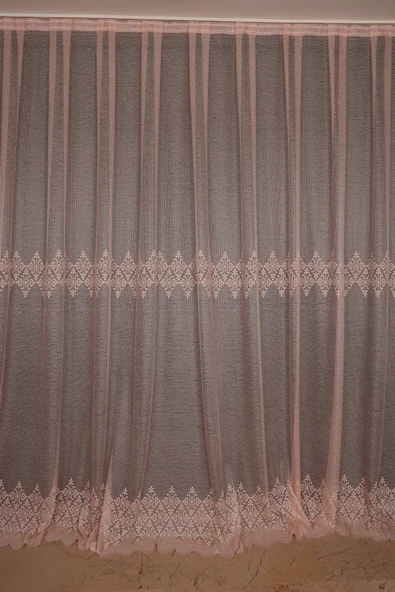 GÖBEKLİ MODEL PUDRA RENK TEK KANAT Hazır dikilmiş Pileli Fon Perde 300*260 cm - Resim 2