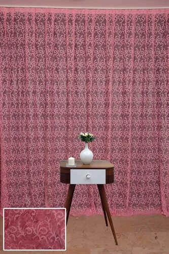 ŞAL MODEL PEMBE RENK TEK KANAT Hazır dikilmiş Pileli Fon Perde 300*260 cm - Resim 2