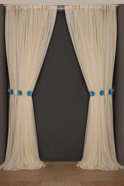 ÇİZGİLİ MODEL KREM RENK TEK KANAT Hazır dikilmiş Pileli Fon Perde 300*260 cm - Resim 8