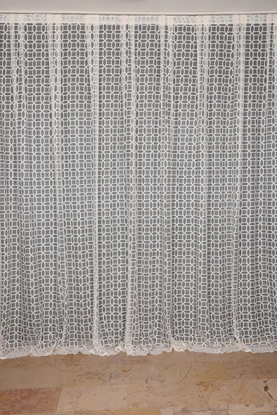 HALKALI KREM RENK TEK KANAT Dikilmiş Pileli Fon Perde 300*260 Cm - Resim 2