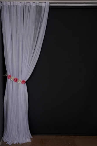 SEYREK NOKTALI MODEL KIRIK BEYAZ RENK TEK KANAT Hazır Pileli Fon Perde 300*260 - Resim 6