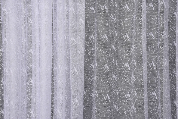 KUŞ  MODEL BEYAZ RENK TEK KANAT Dikilmiş Pileli Fon Perde 300*260 Cm - Resim 5