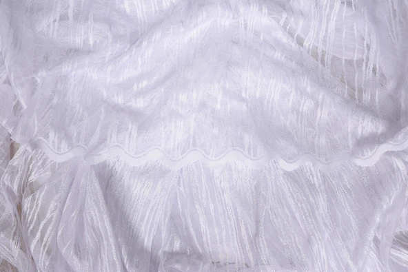 SELVİ DESEN BEYAZ RENK TEK KANAT Hazır dikilmiş Pileli Fon Perde 300*260 cm - Resim 7