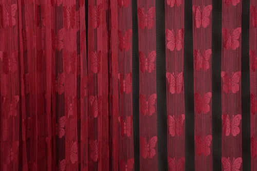 KELEBEK  MODEL FUŞYA RENK İP PERDE HAZIR DÜĞMELERİ DİKİLMİŞ İP PERDE 300*270 cm - Resim 5