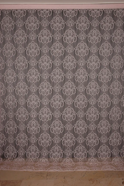 ÖRÜMCEK  MODEL PUDRA RENK İP PERDE HAZIR DÜĞMELERİ DİKİLMİŞ İP PERDE 300*280 cm - Resim 2