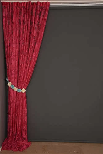 YAPRAK  MODEL FUŞYA RENK İP PERDE HAZIR DÜĞMELERİ DİKİLMİŞ İP PERDE 300*280 cm - Resim 5