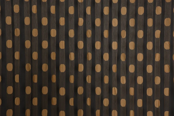 PUANLI ÇİFT RENK GOLD İP PERDE HAZIR DÜĞMELERİ DİKİLMİŞ İP PERDE 300*270 cm - Resim 3