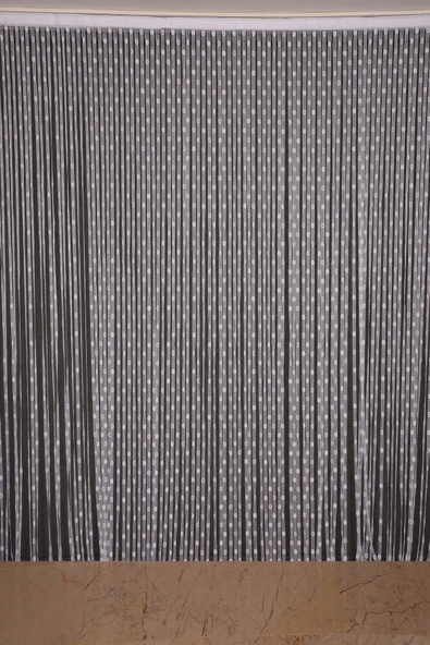KÜÇÜK PUANLI MODEL BEYAZ RENK HAZIR İP PERDE 300*270 cm - Resim 2