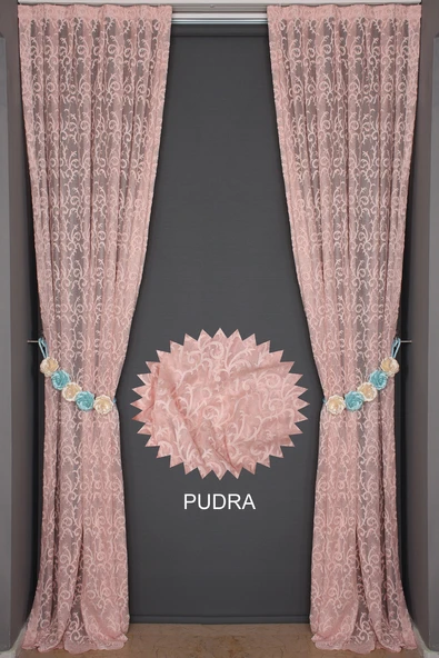 ŞAL MODEL PUDRA RENK TEK KANAT Hazır dikilmiş Pileli Fon Perde 75*260 cm - Resim 4