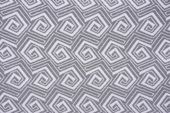 GEOMETRİK BEYAZ RENK TEK KANAT Dikilmiş Pileli Fon Perde 300*260 Cm - Resim 3