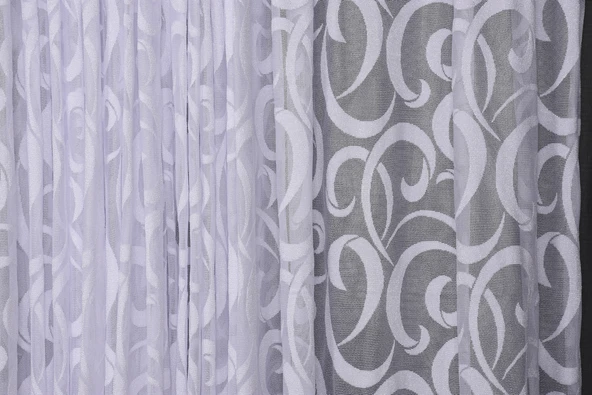 AY MODELİ BEYAZ RENK TEK KANAT Hazır Dikilmiş Pileli Fon Perde 300*260 Cm - Resim 3