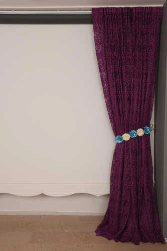 ŞAL MODEL MOR RENK TEK KANATHazır dikilmiş Pileli Fon Perde 300*260 cm - Resim 7