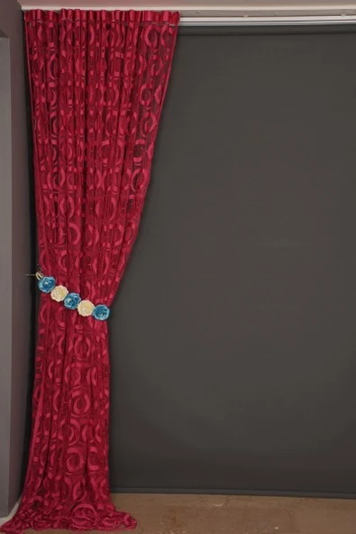 VAKKO  MODEL FUŞYA RENK İP PERDE HAZIR DÜĞMELERİ DİKİLMİŞ İP PERDE 300*270 cm - Resim 6