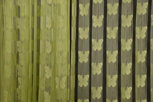 KELEBEK  MODEL YEŞİL RENK İP PERDE HAZIR DÜĞMELERİ DİKİLMİŞ İP PERDE 300*280 cm - Resim 5