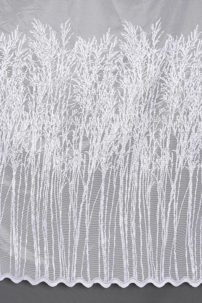 SELVİ DESEN BEYAZ RENK TEK KANAT Hazır dikilmiş Pileli Fon Perde 300*260 cm - Resim 5