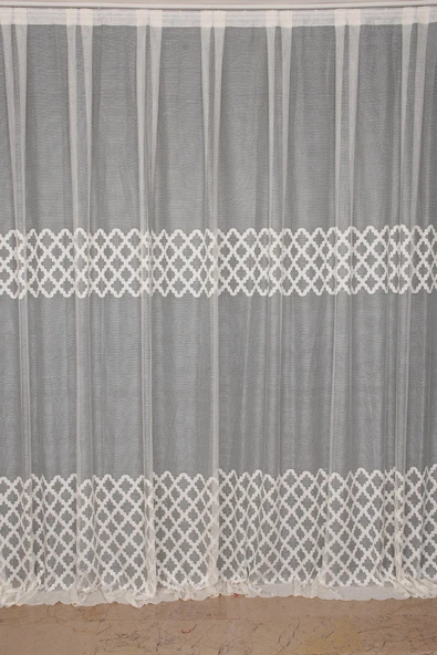 OSMANLI MODEL KREM RENK TEK KANAT Dikilmiş Pileli Fon Perde 300*260 Cm - Resim 2