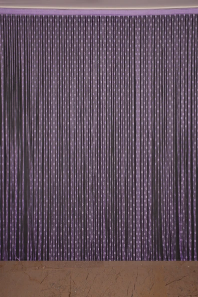 KÜÇÜK PUANLI MODEL LİLA RENK HAZIR İP PERDE 300*270 cm - Resim 2