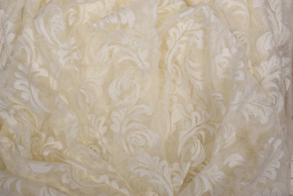 SARMAŞIK KREM RENK TEK KANAT Dikilmiş Pileli Fon Perde 300*260 Cm - Resim 5