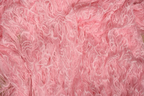 ÖRÜMCEK  MODEL PEMBE RENK İP PERDE HAZIR DÜĞMELERİ DİKİLMİŞ İP PERDE 300*280 cm - Resim 4