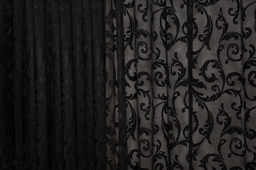 SULTAN 2 MODEL SİYAH RENK TEK KANAT Hazır dikilmiş Pileli Fon Perde 300*260 cm - Resim 3