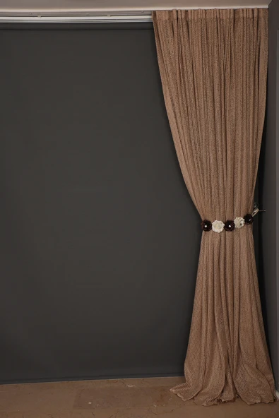 ÇİZGİLİ MODEL VİZON RENK TEK KANAT Hazır dikilmiş Pileli Fon Perde 300*260 cm - Resim 7