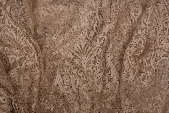 BÜYÜK DAMAKS VİZON RENK TEK KANAT Dikilmiş Pileli Fon Perde 300*260 Cm - Resim 4