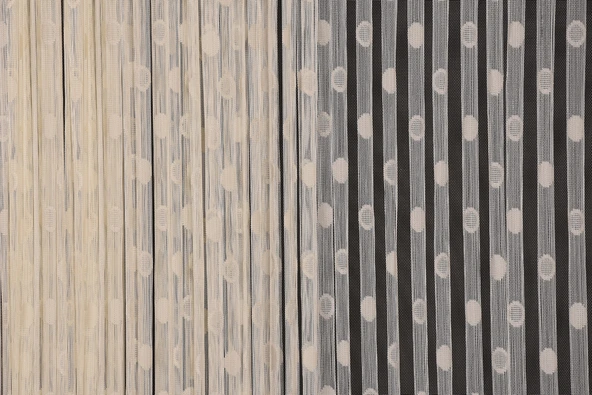 KÜÇÜK PUANLI MODEL KREM RENK HAZIR  DİKİLMİŞ İP PERDE 300*270 cm - Resim 4