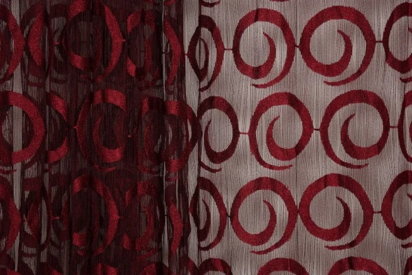 VAKKO  MODEL BORDO RENK İP PERDE HAZIR DÜĞMELERİ DİKİLMİŞ İP PERDE 300*270 cm - Resim 3