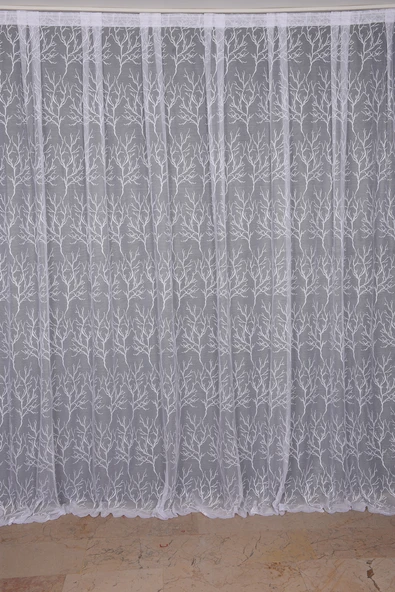 GRANİT MODEL BEYAZ RENK TEK KANAT Dikilmiş Pileli Fon Perde 300*260 Cm - Resim 2