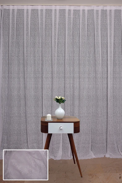 ÇİZGİLİ MODEL KIRIK BEYAZ RENK TEK KANAT Hazır dikilmiş Pileli Fon Perde 300*260 cm ürün görseli