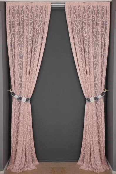 SULTAN 2 PUDRA RENK TEK KANAT Hazır dikilmiş Pileli Fon Perde 75*260 cm - Resim 6