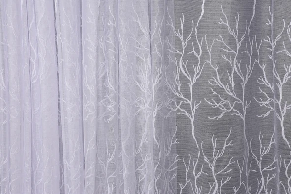 GRANİT MODEL BEYAZ RENK TEK KANAT Dikilmiş Pileli Fon Perde 300*260 Cm - Resim 3