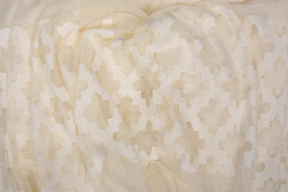 OSMANLI MODEL KREM RENK TEK KANAT Dikilmiş Pileli Fon Perde 300*260 Cm - Resim 5