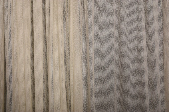 ÇİZGİLİ MODEL KREM RENK TEK KANAT Hazır dikilmiş Pileli Fon Perde 300*260 cm - Resim 3